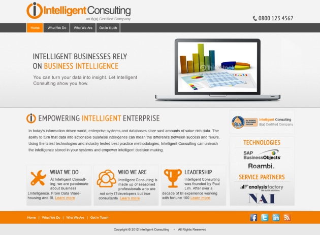 Intelligent Consulting (Graphic Design, Web Design, WordPress)
